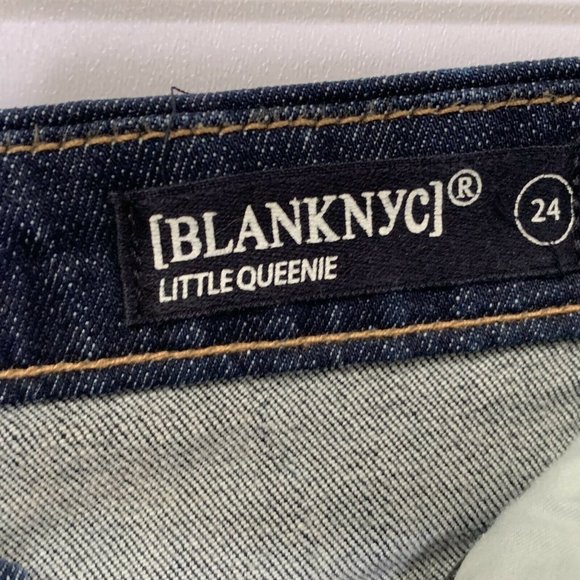 Blank NYC Little Queenie Denim Blue Raw Cutoff Hem Stretch Women Size 24 Pockets - Picture 7 of 9